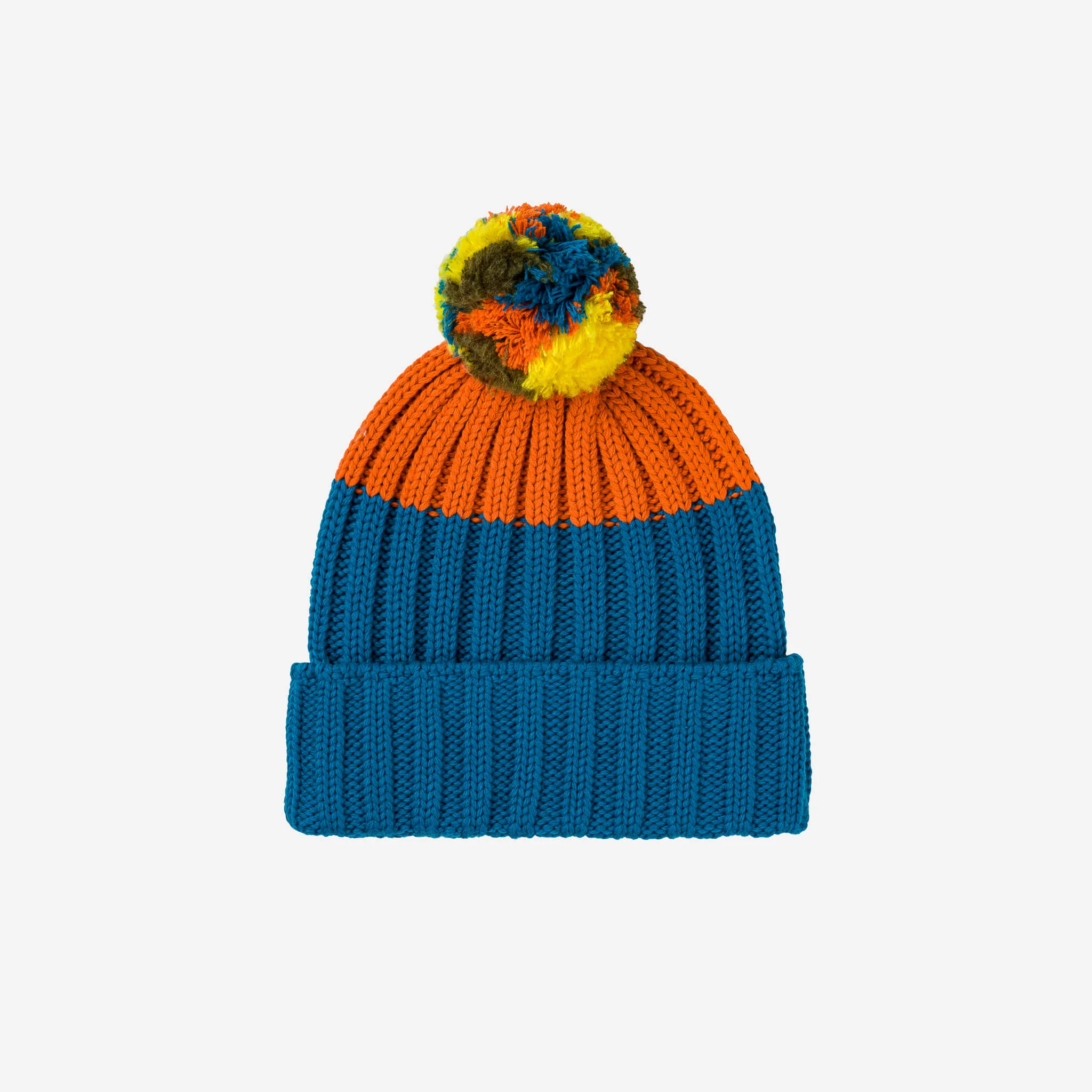 Chunky Colorblock Knit Pom Beanie - Image 2