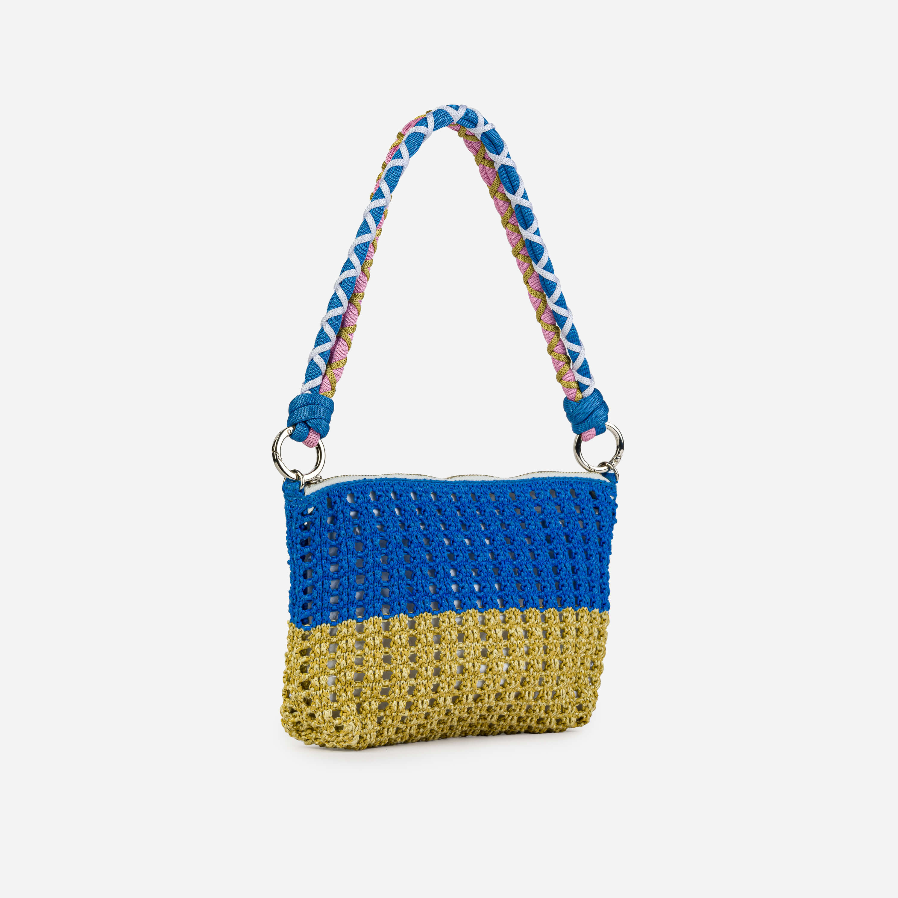 Colorblock Raffia Zip Bag - Image 4