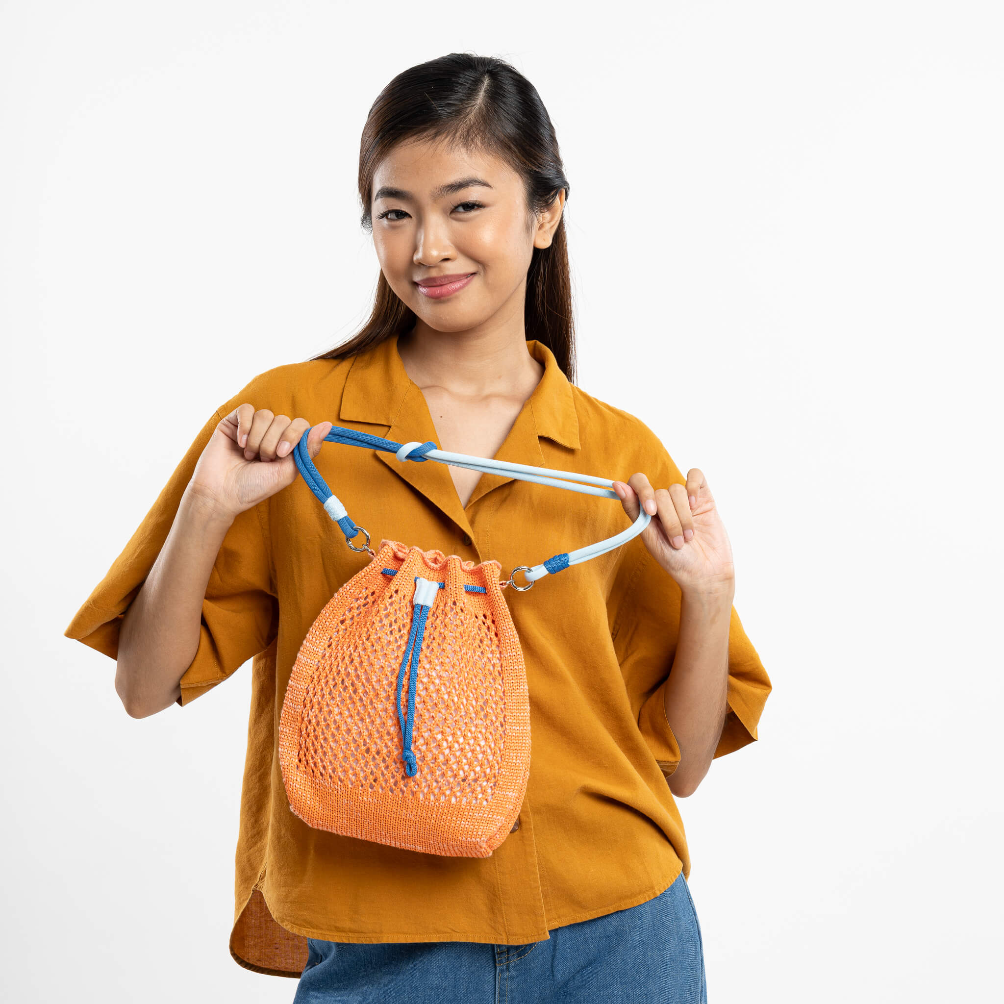 Drawstring Raffia Mini Bag - Image 14