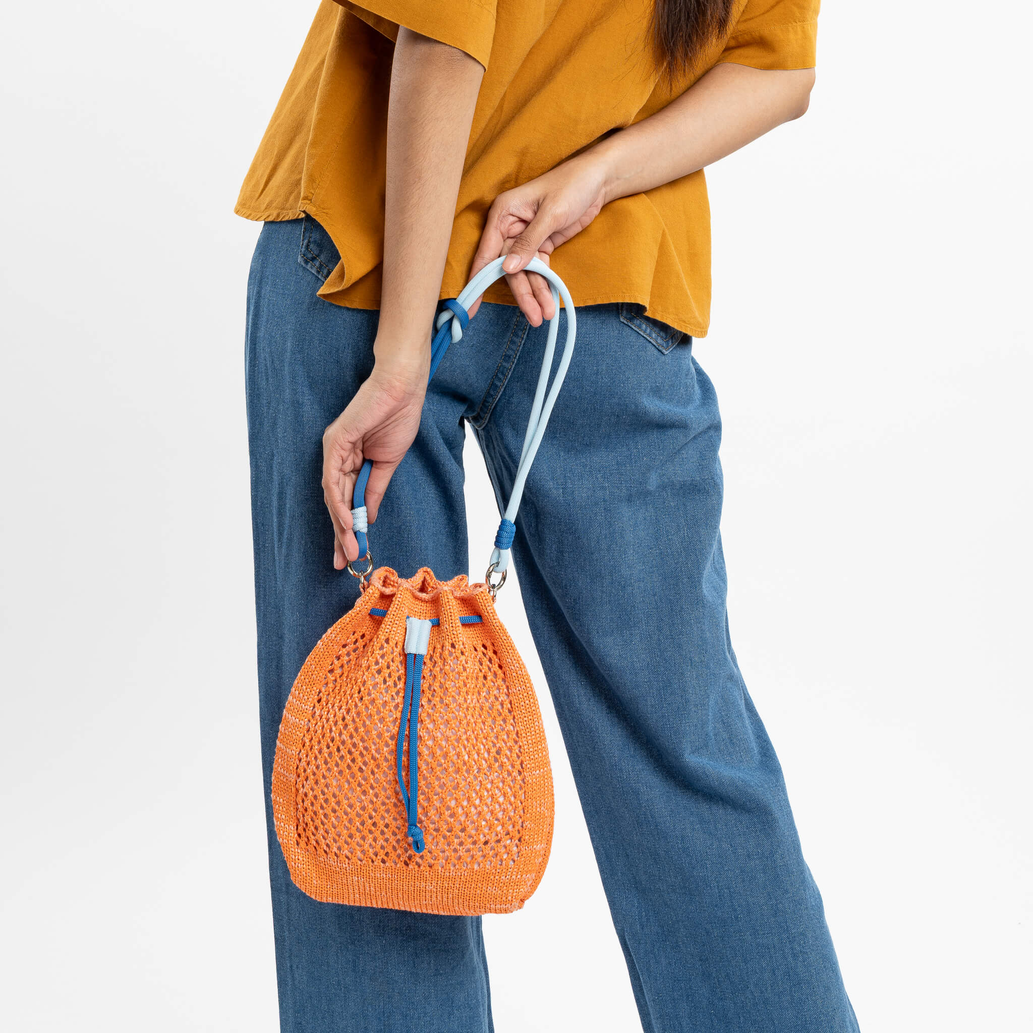 Drawstring Raffia Mini Bag - Image 15