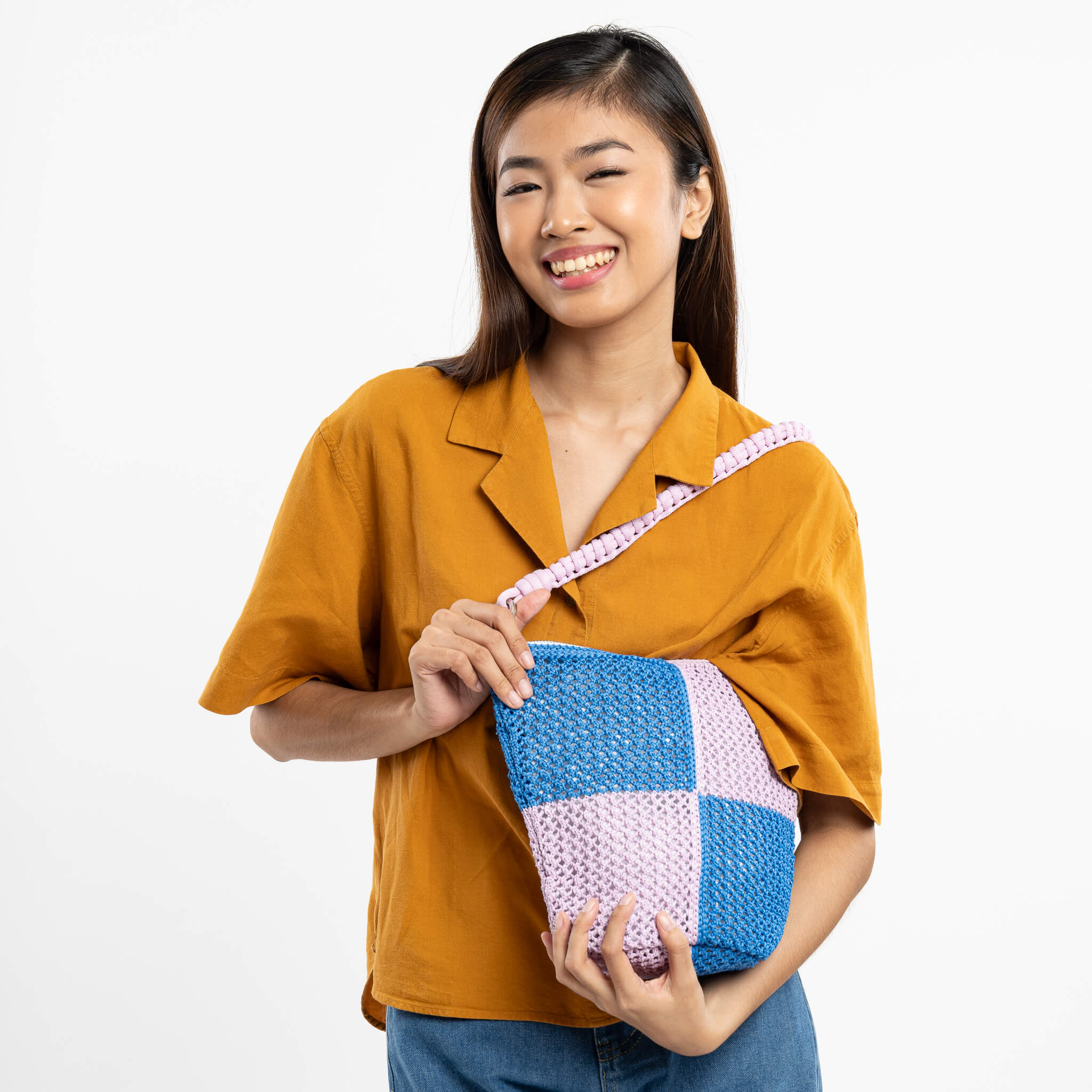 Duo Raffia Zip Bag - Image 7