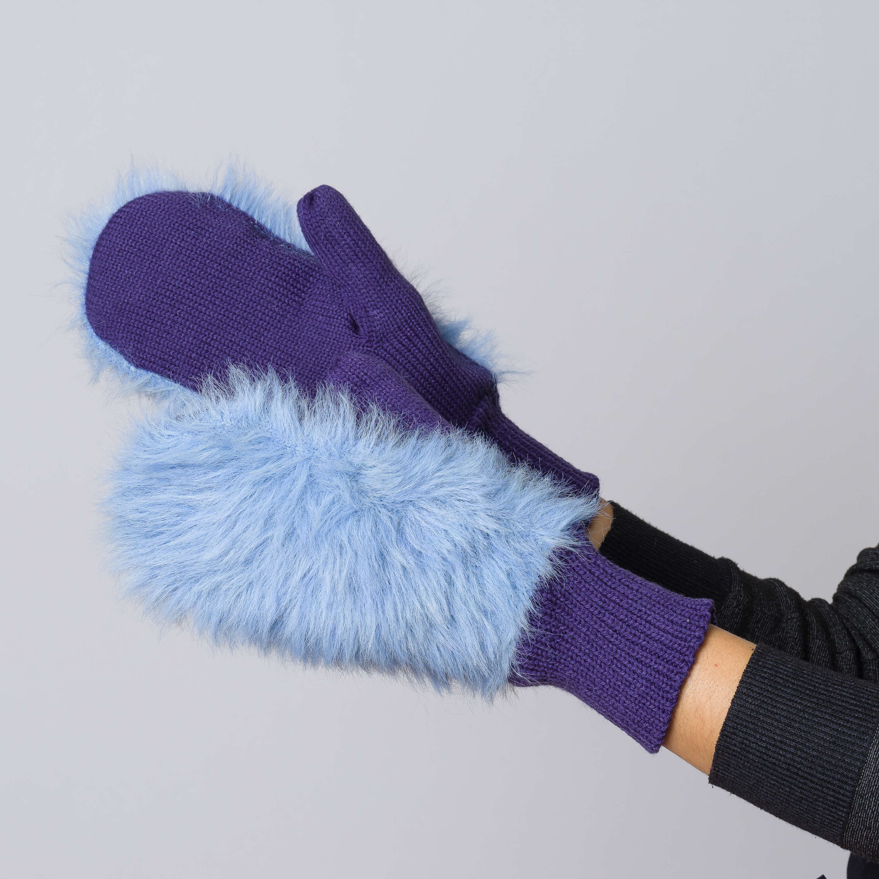 Faux Fur Knit Mittens - Image 6
