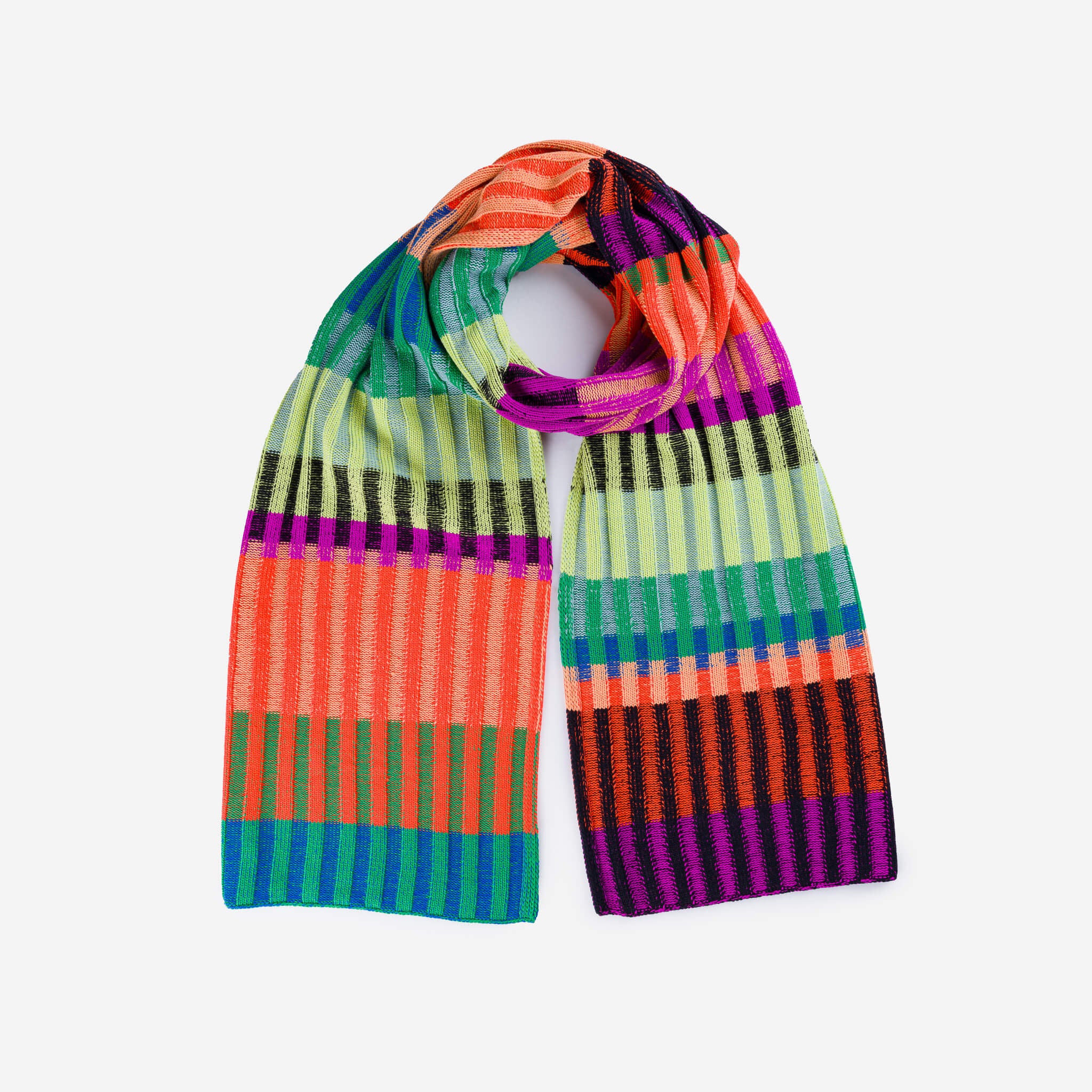 Mosaic Stripe Knit Scarf - Image 2