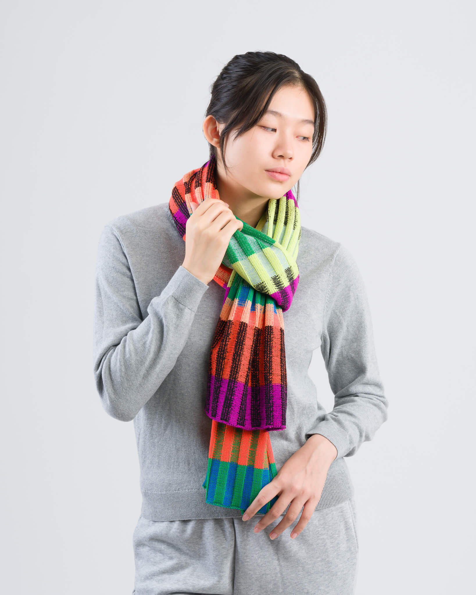 Mosaic Stripe Knit Scarf - Image 7