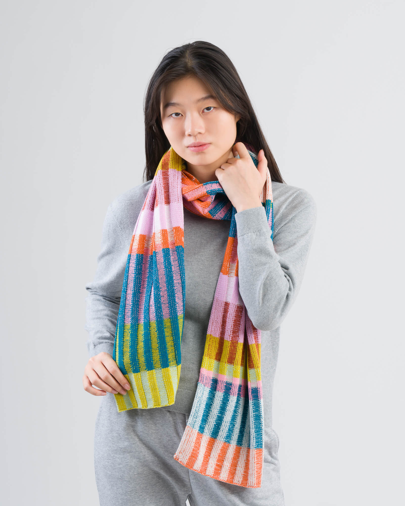 Mosaic Stripe Knit Scarf - Image 9