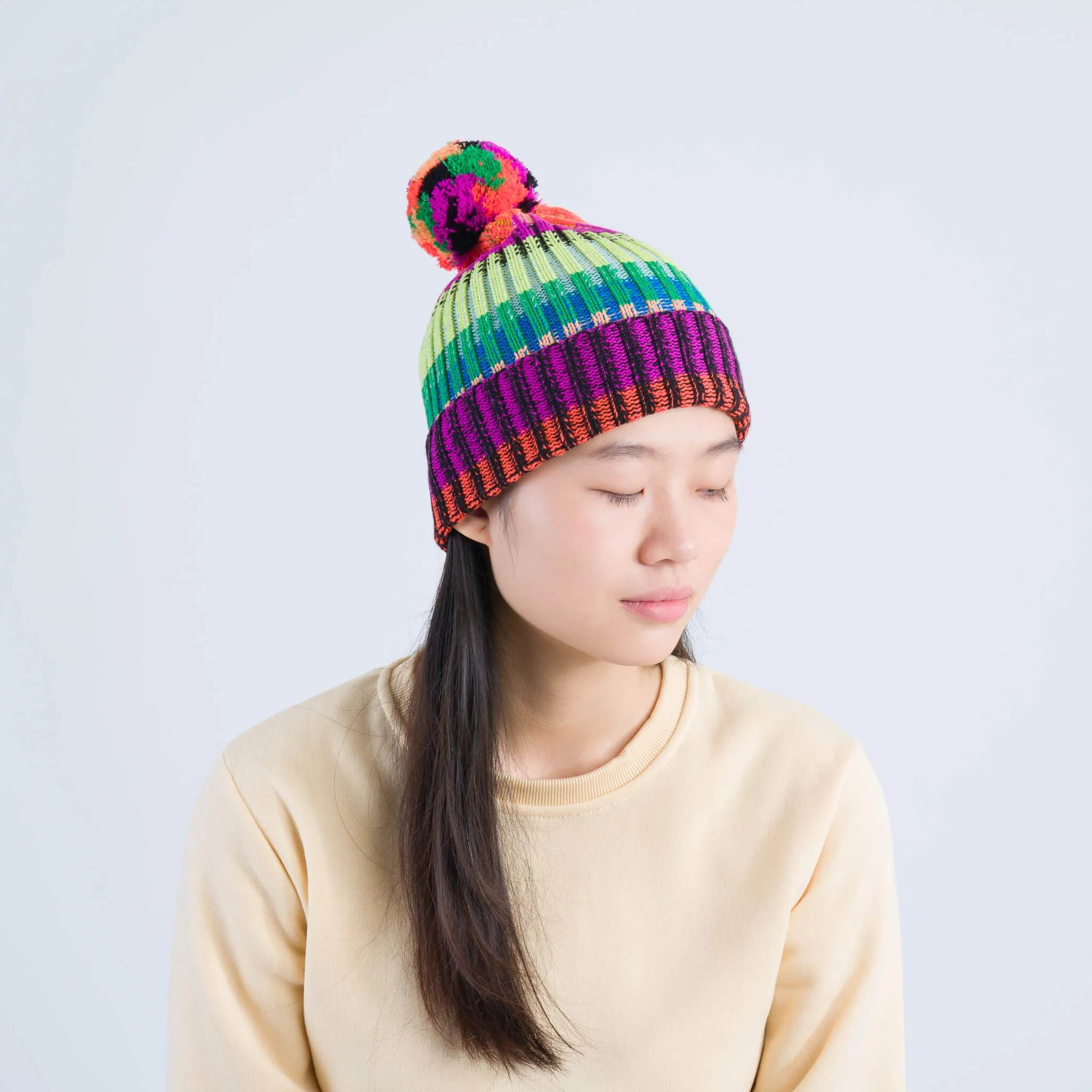 Mosaic Stripe Pom Beanie - Image 4