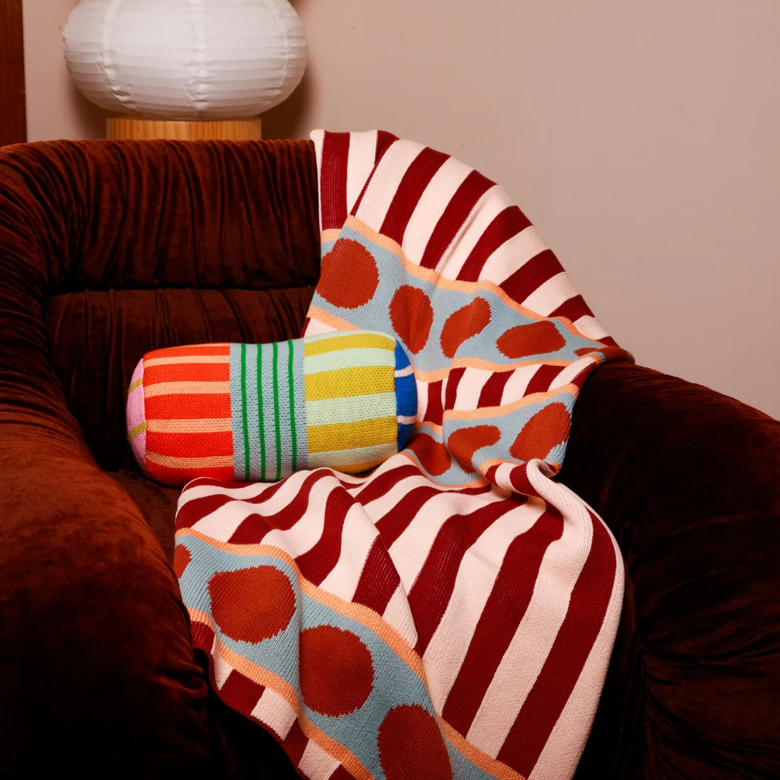 Patchwork Stripe Bolster Pillow - Image 11