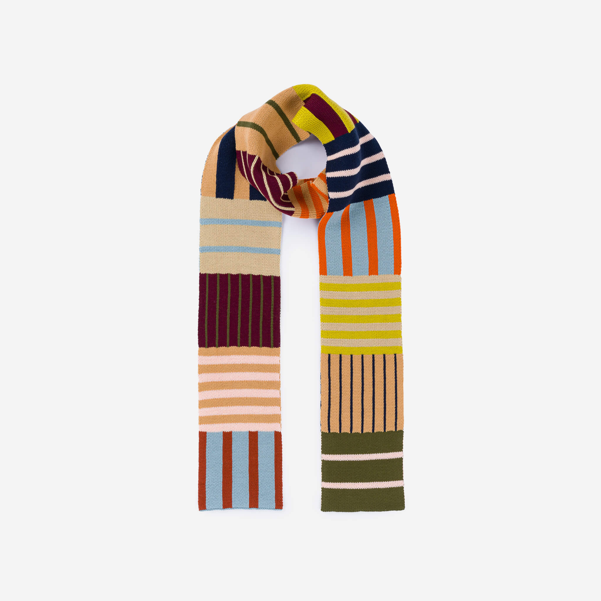 Patchwork Stripe Skinny Scarf - Image 3