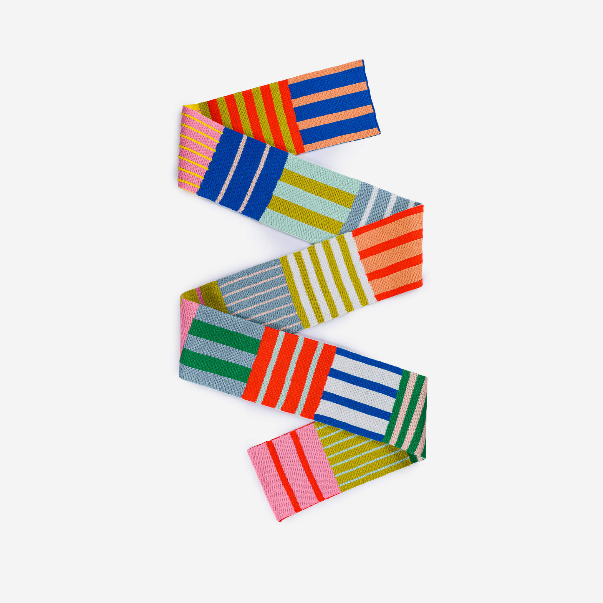 Patchwork Stripe Skinny Scarf - Image 4