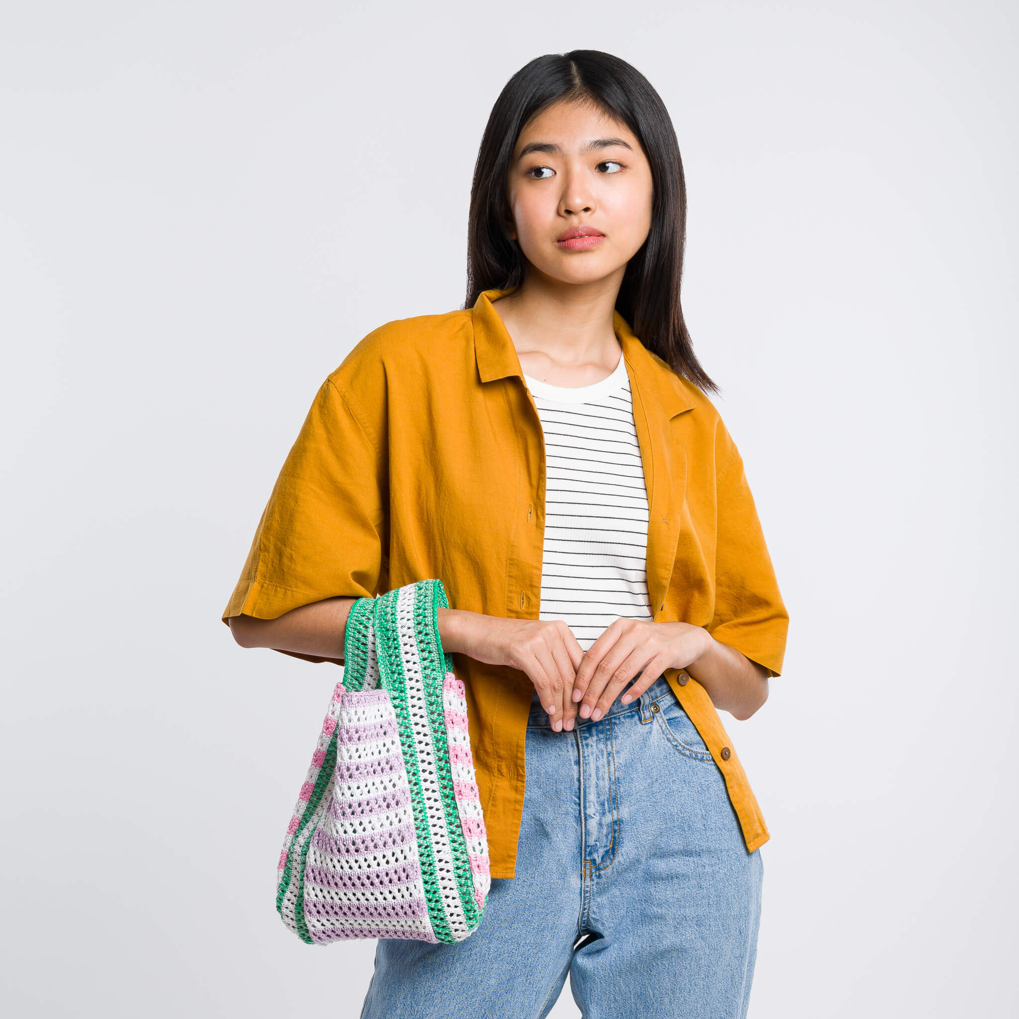 Stripe Mini Raffia Bag - Image 9