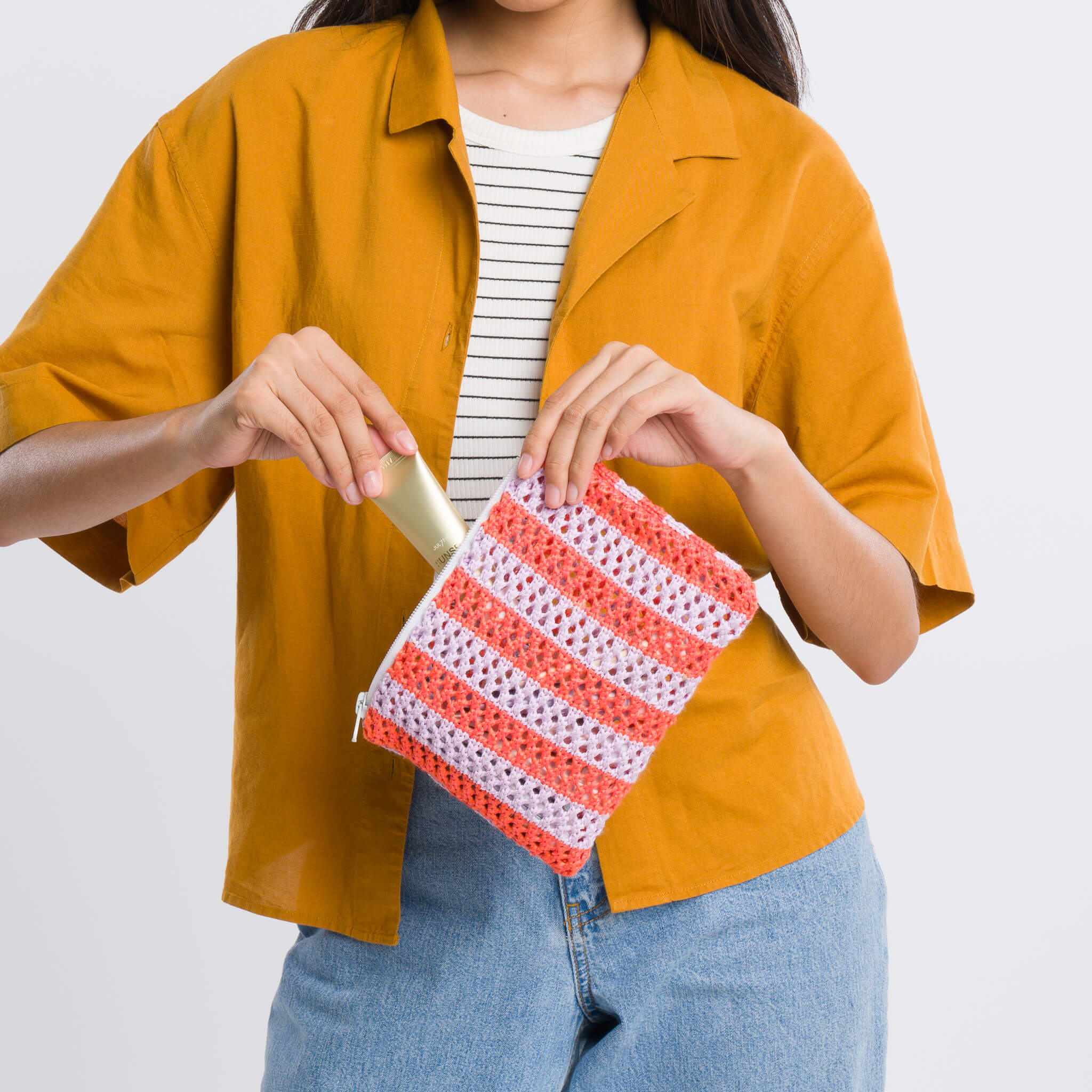 Raffia Stripe Pouch - Image 7