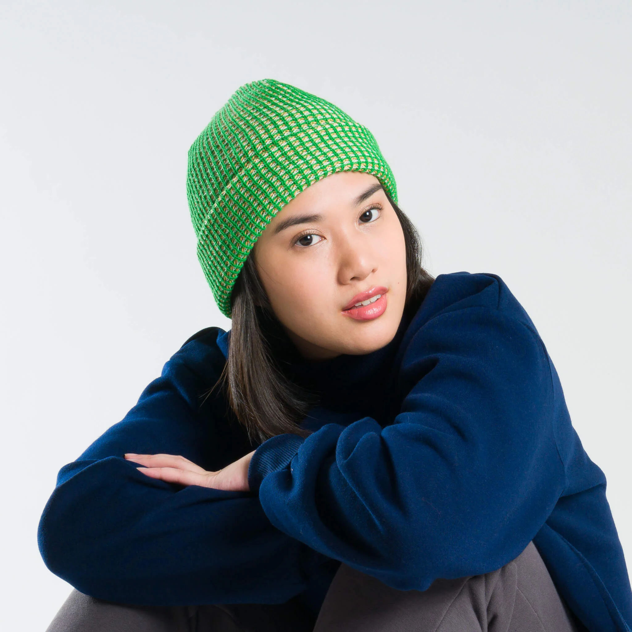 Simple Grid Knit Beanie - Image 12
