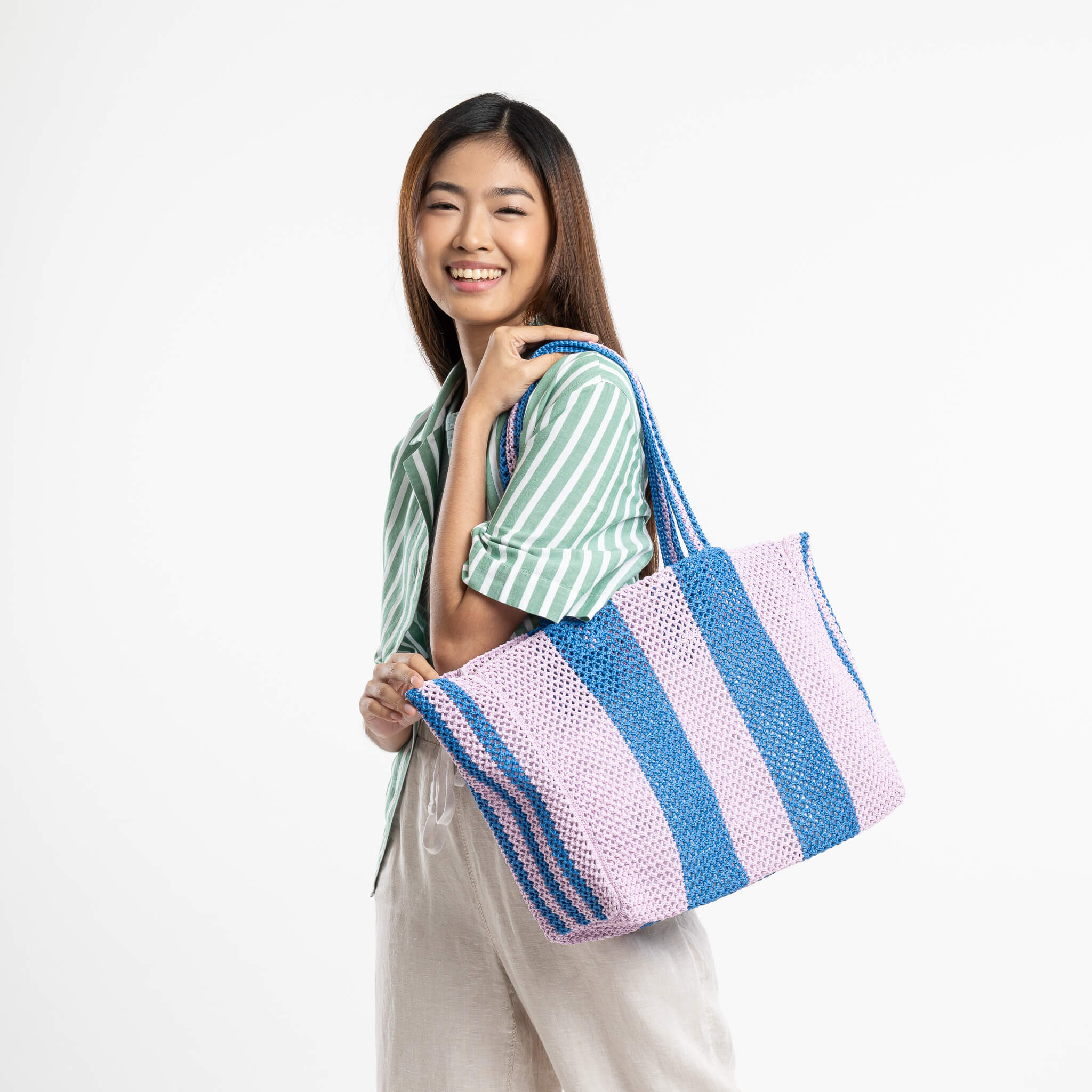 Stripe Raffia Beach Tote - Image 8