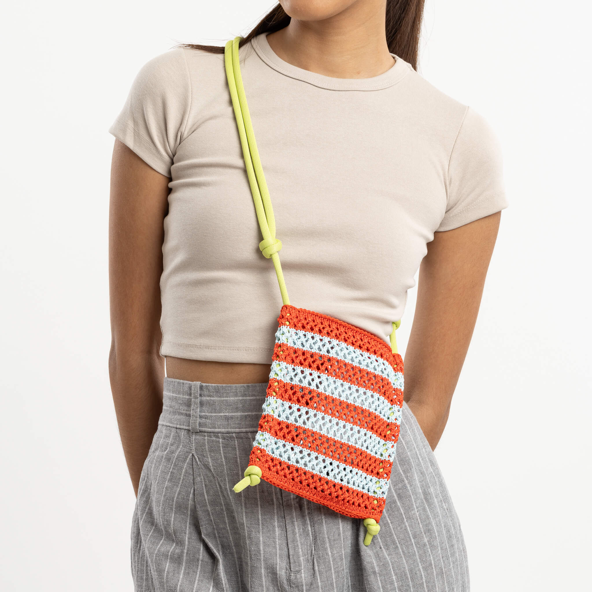 Stripe Raffia Phone Sling - Image 16