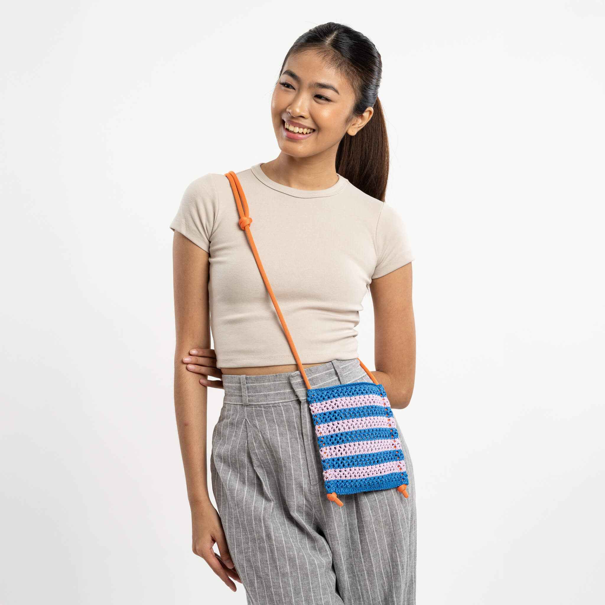 Stripe Raffia Phone Sling - Image 6