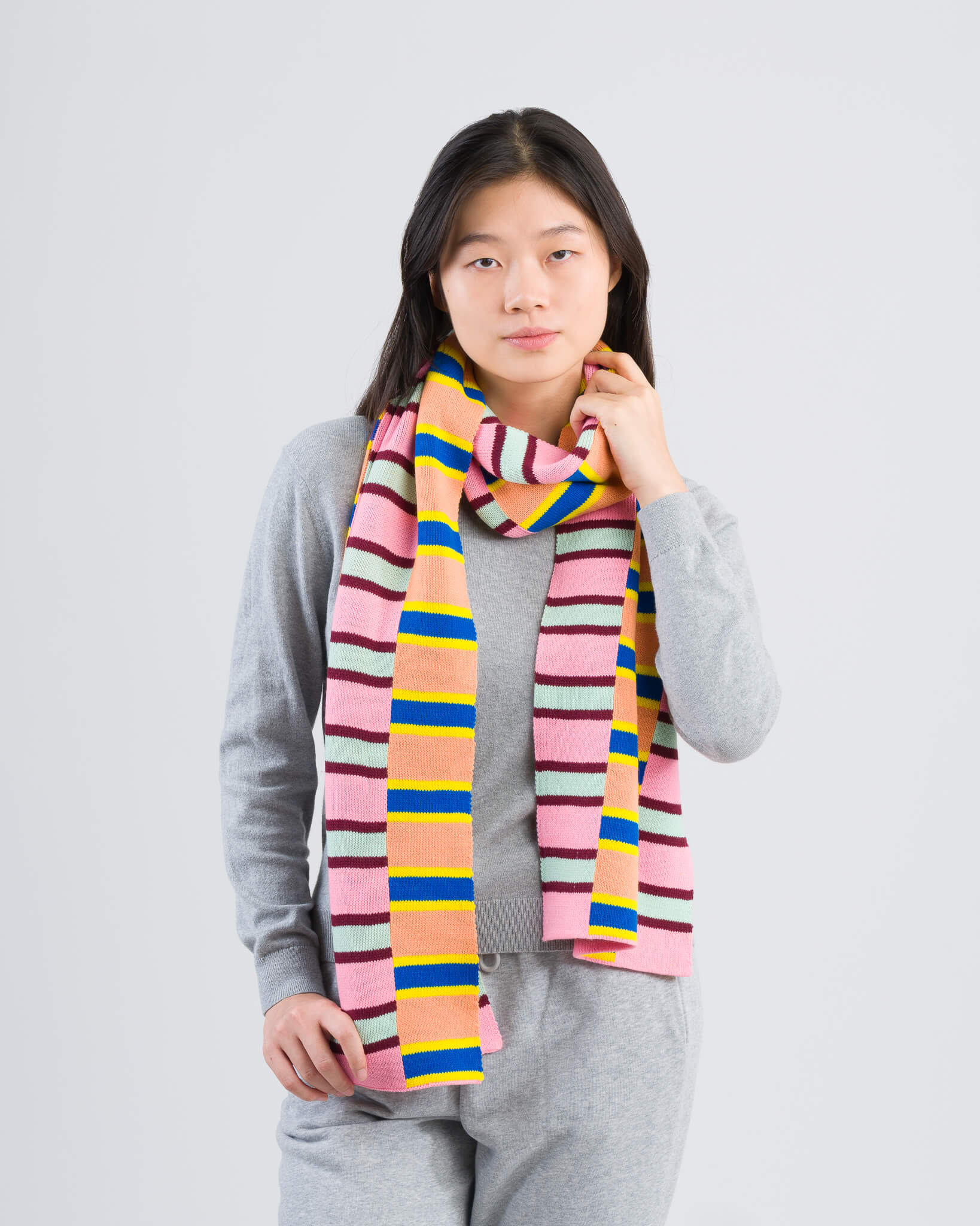 Zipper Stripe Big Scarf - Image 8