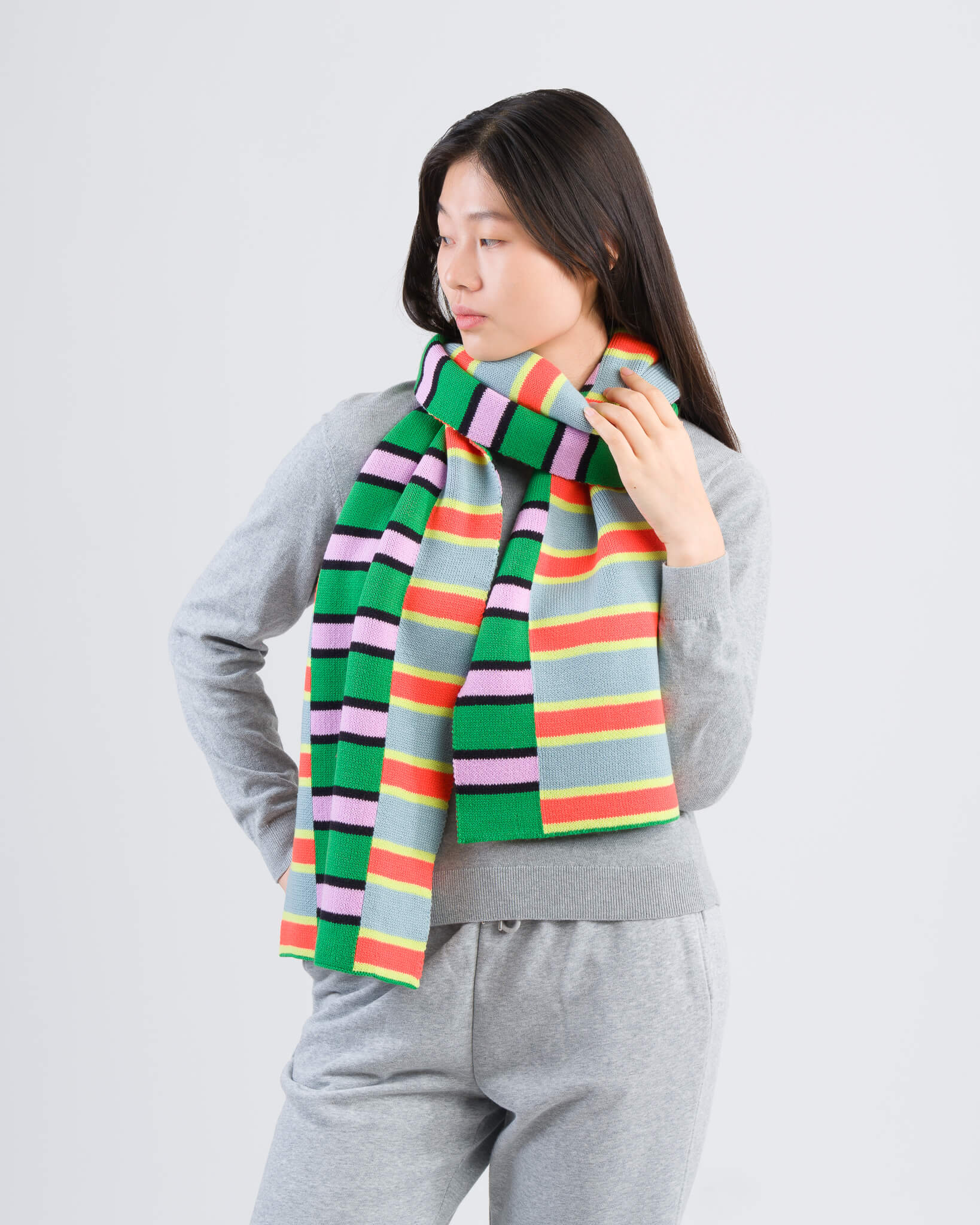 Zipper Stripe Big Scarf - Image 9